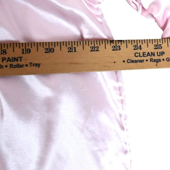 Vintage Jaclyn Smith Pink Satin Nightgown Sz M Long Sleeve Ruffle Lace Milkmaid - Picture 7 of 10